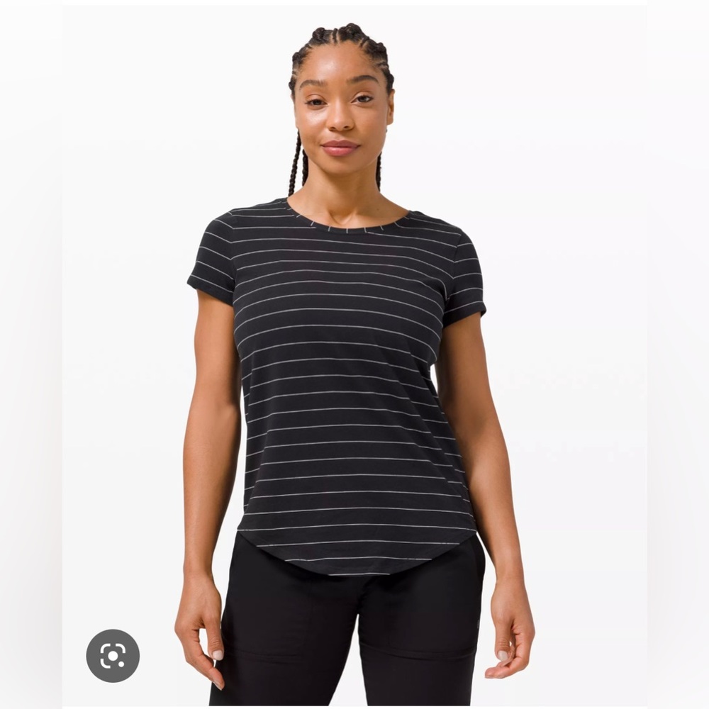 Lululemon Love Crew Short Sleeve T-Shirt Black and White Stripe